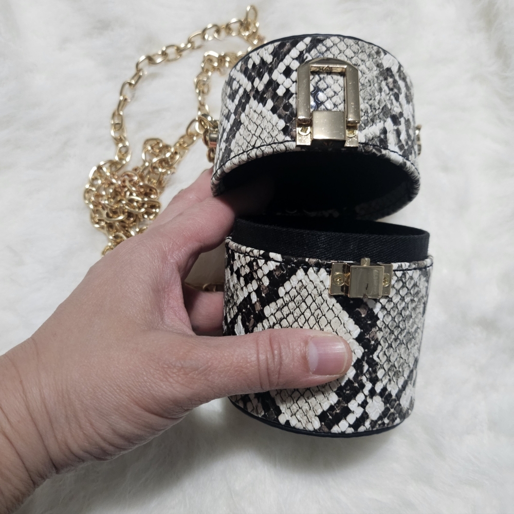 Like Dreams Snakeskin Pattern Micro Bag with Gold Chain